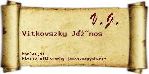 Vitkovszky János névjegykártya